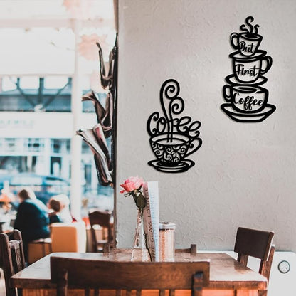 Oubasa Metal Pour Coffee Cup Wall Decor, Minimalist Cafe Themed - Image 7