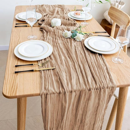 Cheesecloth Table Runner Nude Brown 10FT Boho Gauze, 4 Pack | 120 Inch Cheese - Image 6