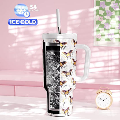 Meoky 40 oz Tumbler with Handle and Straw: Stainless Steel Insulated Tumbler - Image 2