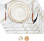 RIMONA'S Heat Resistant Marble Placemats Set of 4 - Waterproof, Heat Proof Table Protector, Non-Slip, Ideal for Gifting, Mother-in-Law Gift, White Marble Hard Placemats