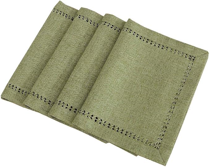 Grelucgo Set of 4 Handcrafted Solid Sage Green Color Dining Table Place-mats by Grelucgo