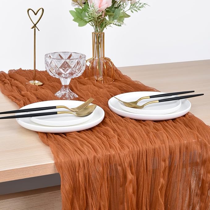 Rust Cheesecloth Table Runner Cheese Cloth Wedding Birthday Party Decor | 10Ft - Image 4