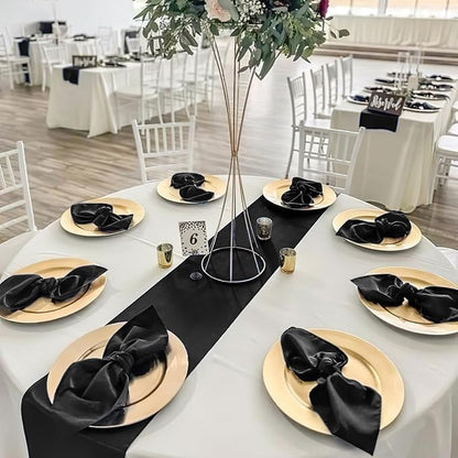 5 Pcs Black Satin Table Runners 12x108 inch Bright Satin Silk Fabric | Smooth - Image 3