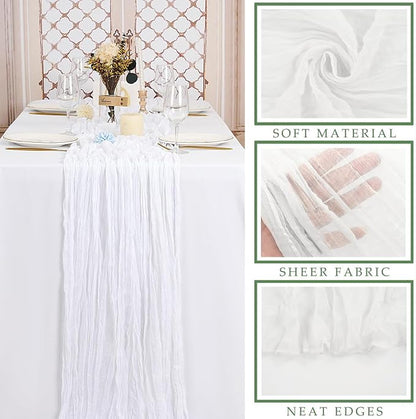 6 Pcs White Cheesecloth Table Runner 10FT Runner - Image 2
