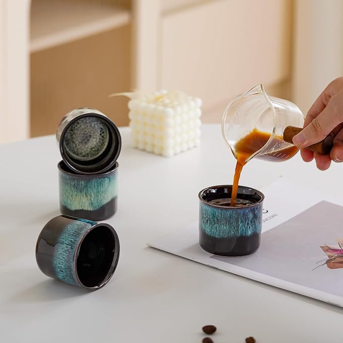 Espresso Cups Set of 2, Ceramic Espresso Cups, Expresso Shots Cups, 2.5oz Tea - Image 5