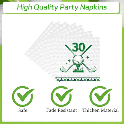 Rakuto Golf 30th Birthday Party Decorations 96PCS Plates Napkins Forks | Golf - Image 4