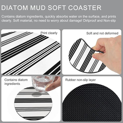 Retro Black Stripes Coasters Set of 4, Absorbent Coasters - Image 9