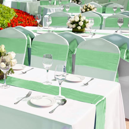 Aneco 12 Pack Satin Table Runner 12 x 108 Inch Pastel Rainbow Long Wedding - Image 5