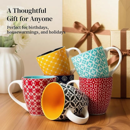 DOWAN Coffee Mugs Set of 6, 10 oz Porcelain Mugs, Cappuccino Cups, Ceramic Tea - Image 8