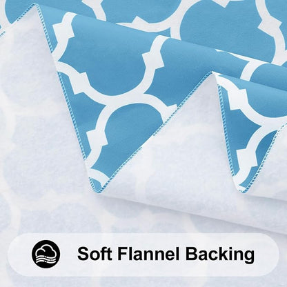Smiry Rectangle Table Cloth, Waterproof Vinyl Tablecloth with Flannel Backing for Rectangle Tables, Wipeable Spillproof Plastic Tablecloths for Dining, Camping and Indoor (60"x120", Light Blue)