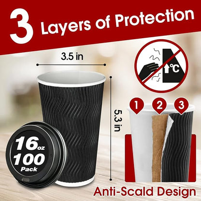 Ginkgo 100 Pack 16 oz Disposable Insulated Coffee Cups - Image 2