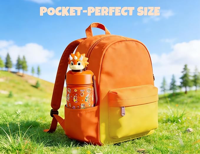 POWCAN 18 oz Kids Water Bottle Insulated: 2-in-1 Straw Spout Lid - Image 5