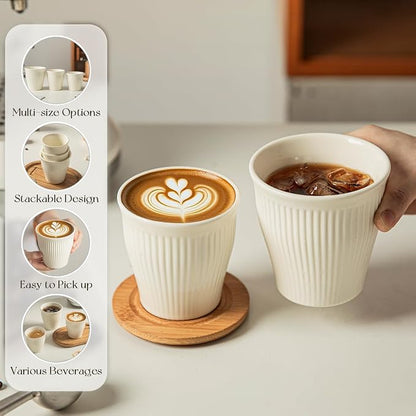 KEMORELA Espresso Cups Set of 3 – 5.5oz/7oz/10oz Ceramic Espresso Cups - Image 5