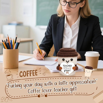 Teacher Gift for Women Men, Appreciation Gift Positive Crochet Coffee Cup | - Image 4