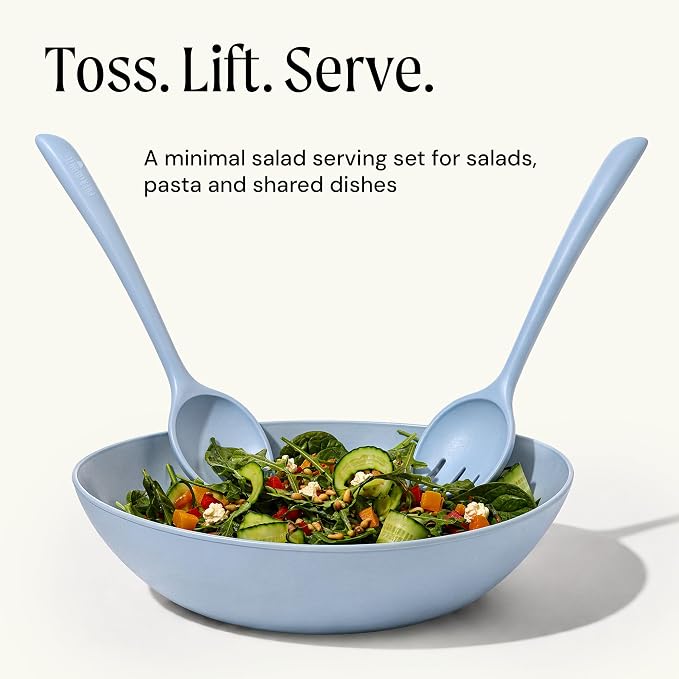 Salad Servers - Spoon and Fork Serving Set, Certified Recycled Food-Safe Plastic - Image 2