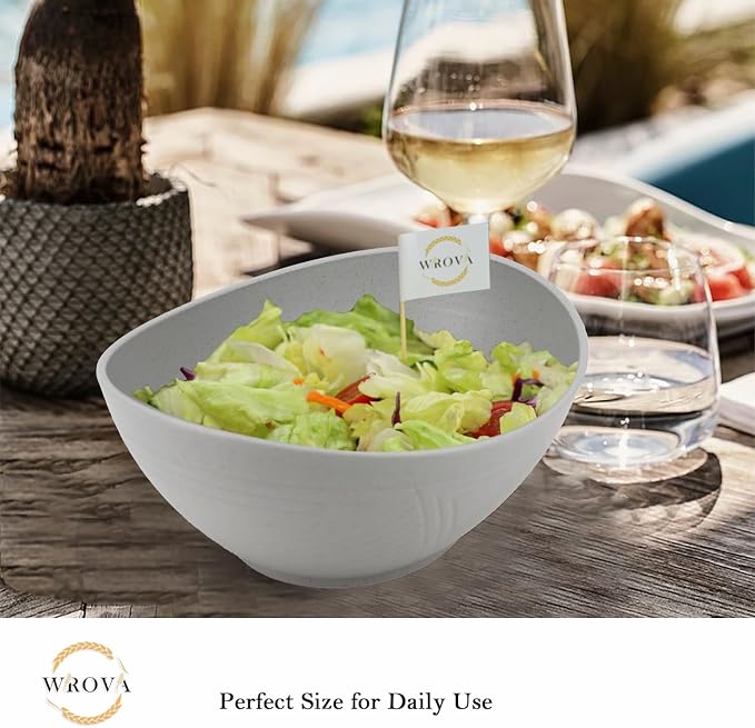 Wheat Straw Bowls Set, Unbreakable Large Salad Bowls Set of 2, Microwave and - Image 6