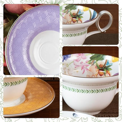 KAMMAK Tea Cups Set of 2, Ceramic Floral Pattern Demitasse Cup | Porcelain - Image 4