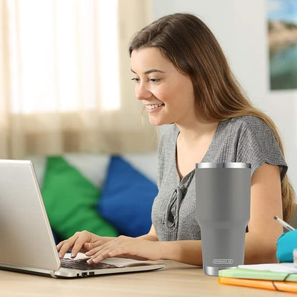 D·S 30oz Grey Tumbler Double Wall Vacuum Insulated Travel Coffee Mug | Double - Image 6