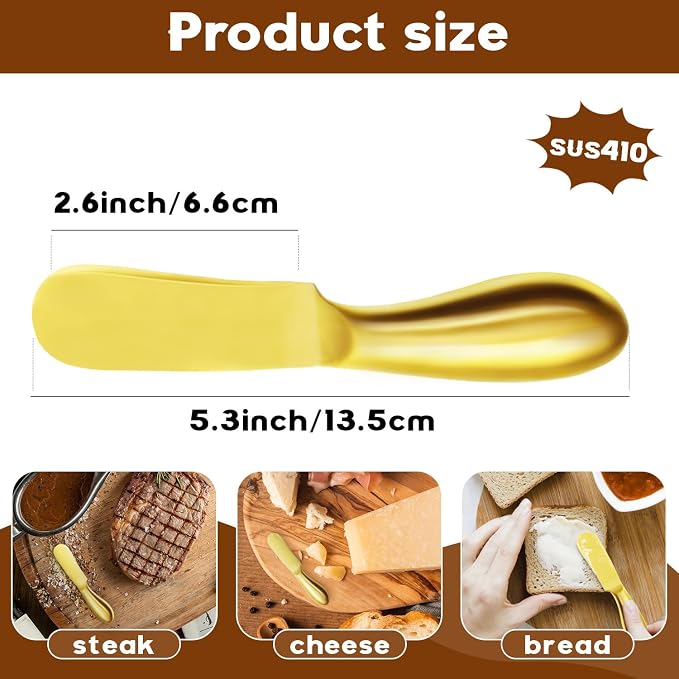 Butter Knife Butter Spreader Knife Gold Butter Knives 4 PCS Cheese Spreader - Image 2