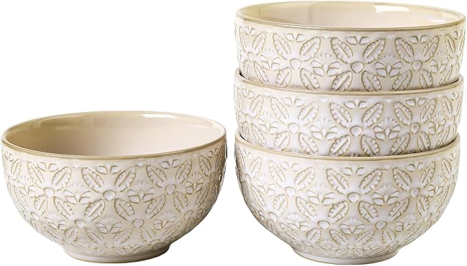 26 Oz Cereal Bowls Set of 4, 6 inch Ceramic Soup Bowl by FEENMAICeramicHome