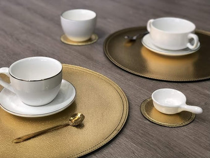 Set of 8 Faux Leather Round Placemats and Coasters, Coffee Mats Kitchen Table - Image 3