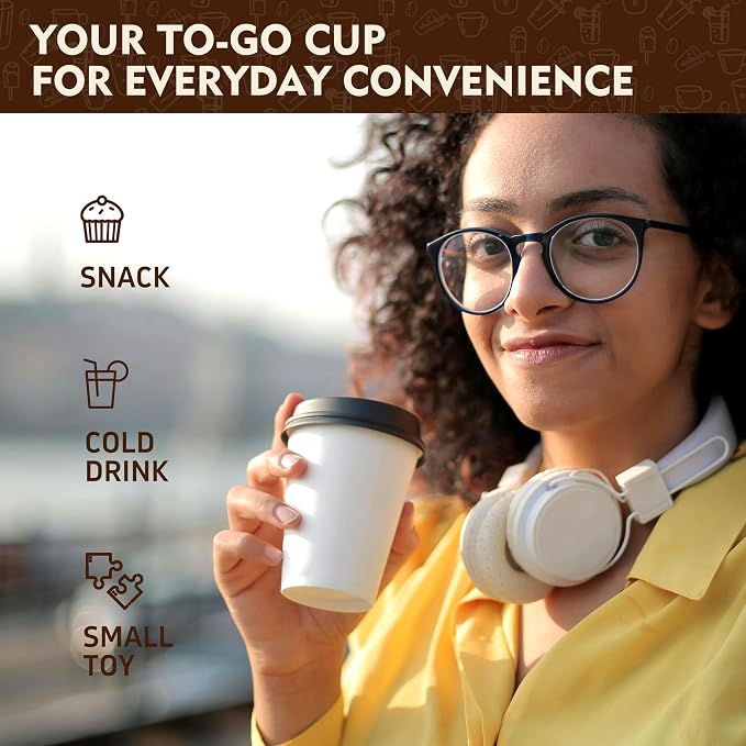 YEEHAW 12 oz 100 Pack White Disposable Coffee Cups - Image 4