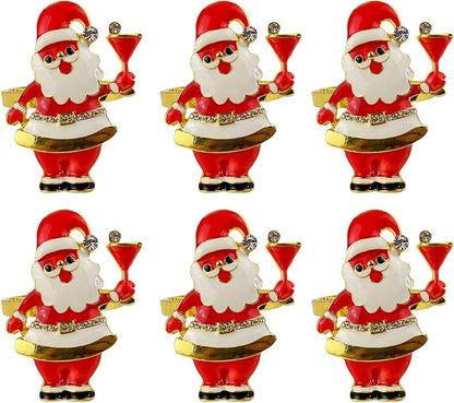 wonlex Xmas Napkin Rings Set of 6, Father Chirstmas Napkin Ring by wonlex