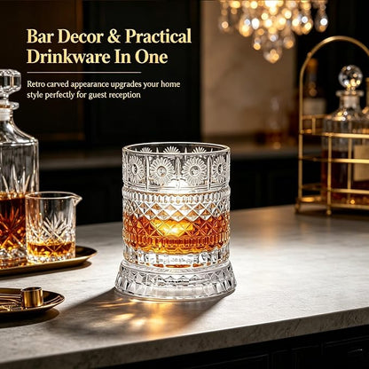 Spinning Whiskey Glass with Large Ice Ball Mold, 360° Rotating Crystal Rocks - Image 3