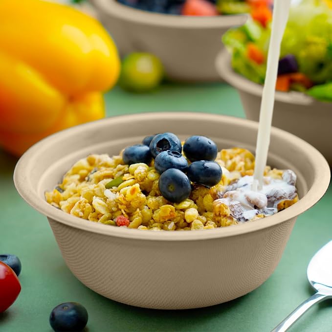 JINVOGREEN 200 Count 16 oz Paper Bowls, Disposable Compostable Bowls, Heavy - Image 2