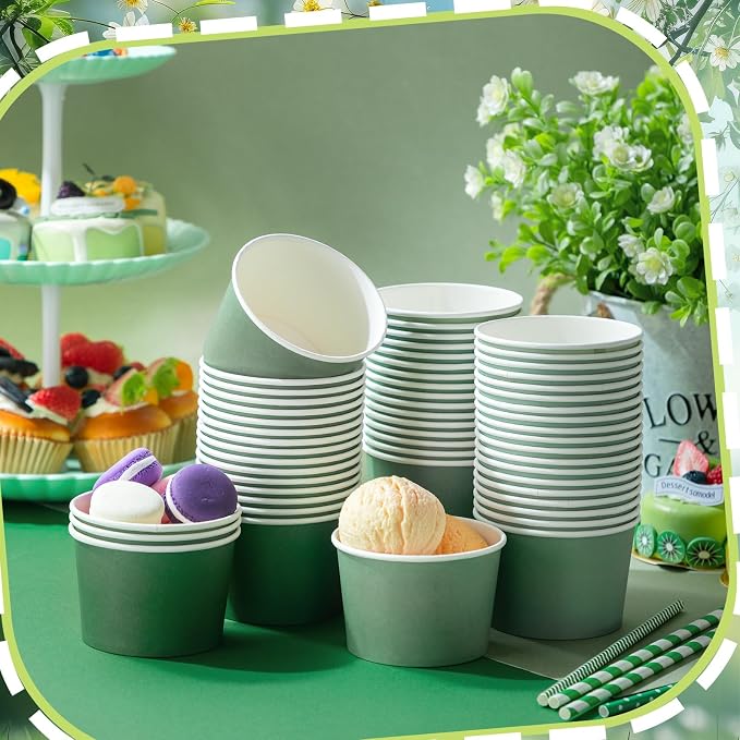 Jingmore Paper Ice Cream Cups 9oz Colored Disposable Dessert Bowls - Image 3