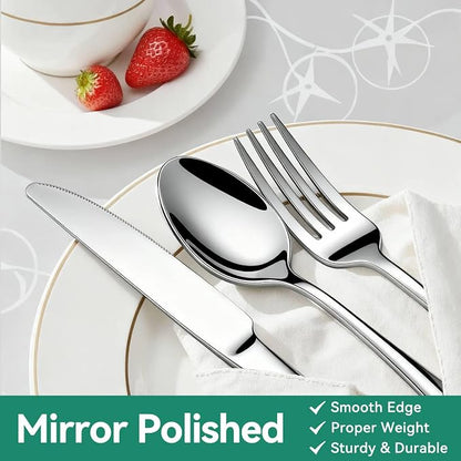 49-Piece Silverware Set with Organizer, Stainless Steel Flatware Utensils Set - Image 8