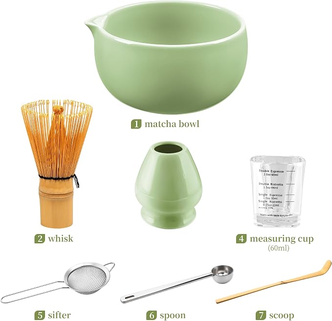 YIBO Matcha Whisk Set, Matcha Kit Bamboo Whisk and Ceramic Bowl - Image 6