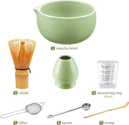 YIBO Matcha Whisk Set, Matcha Kit Bamboo Whisk and Ceramic Bowl - Image 6
