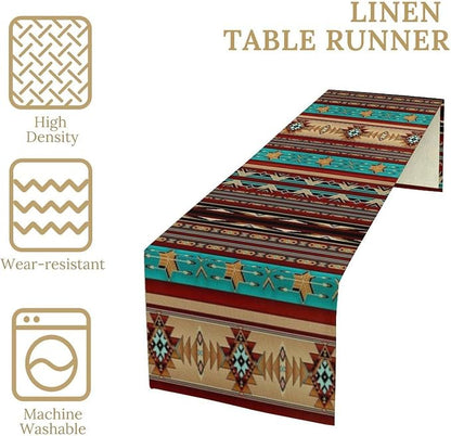 Aztec Southwest Table Runner, Ethnic Style Design Geometric Table Runners - Image 4