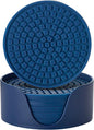 Colinda Silicone Drink Coasters with Holder, Set of 6, Outdoor Cup Mat for Hot or Cold Drinks, Thickened, Non-Slip,Non-Stick, Navy Blue