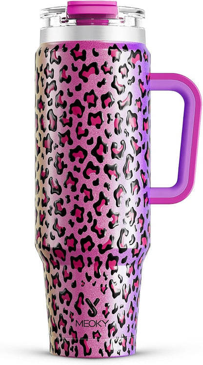 Meoky 40 oz Tumbler with Handle and Straw, Insulated Tumbler with Lid and Straw by MEOKY