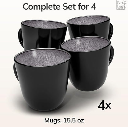 Large Stoneware Coffee Mugs Set of 4, 15.6 oz Coffee Cups - Image 3