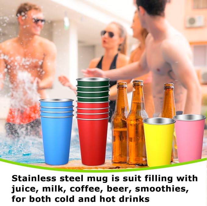 Mimorou 20 Pack Stainless Steel Pint Cups Metal Cups Unbreakable Drinking Water - Image 5