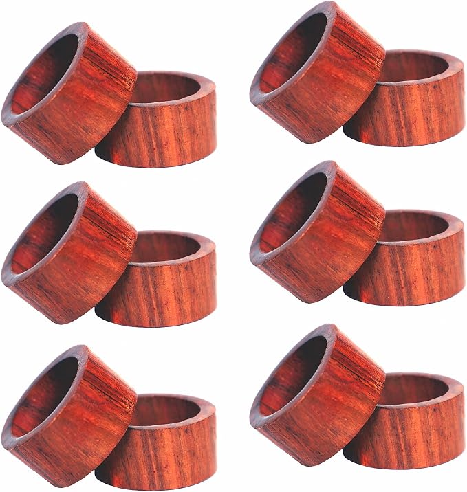 Rosewood Napkin Rings Set of 12 Wooden Table Decor | handmade rosewood napkin by Unknown