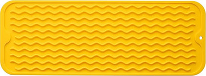 Silicone Dish Drying Mat for Multiple Usage,Easy clean,Eco-friendly,Heat-resistant Silicone Mat for Kitchen Counter,Sink,Bar,Bottle,or Cup Yellow M 17 inches x 6 inches