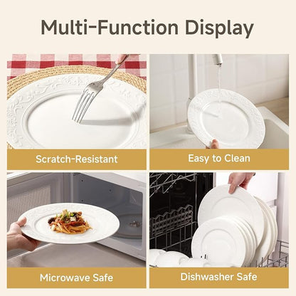 18Pcs Vintage Relief White Bone China Set, Service - Image 6