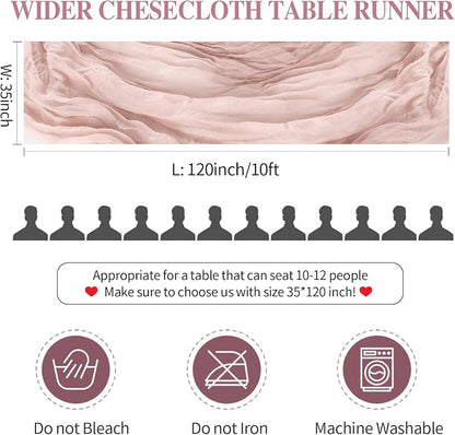 12 Pack Dusty Pink Cheesecloth Table Runner 35x120 Inches Spring Summer Boho - Image 6