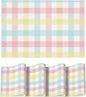 Artoid Mode Buffalo Plaid Vinyl Placemats Set of 4, 12x18 Inch Washable Non-Slip Heat Resistant Plastic Place Mats for Party Dining Table, Pink/Blue