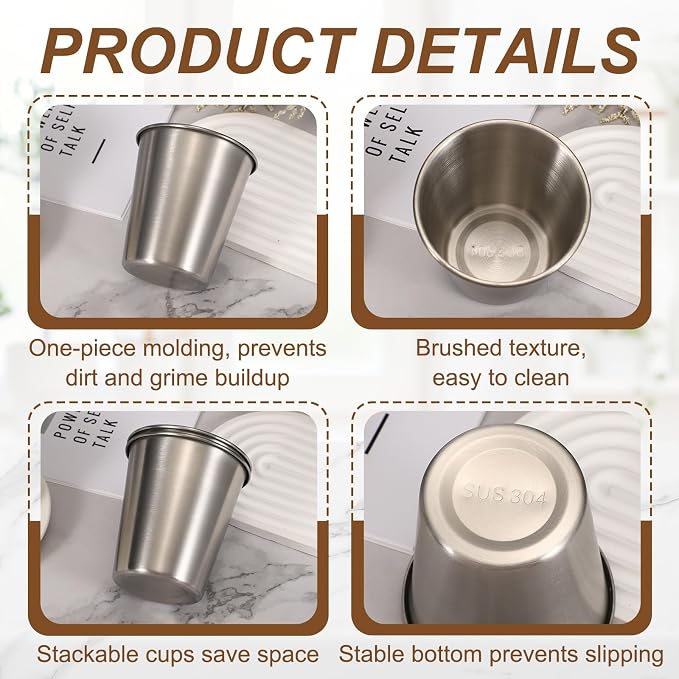 uxcell 2 Pcs Stainless Steel Cups, 10oz/300ml Metal Cups Double Wall Tumbler - Image 5