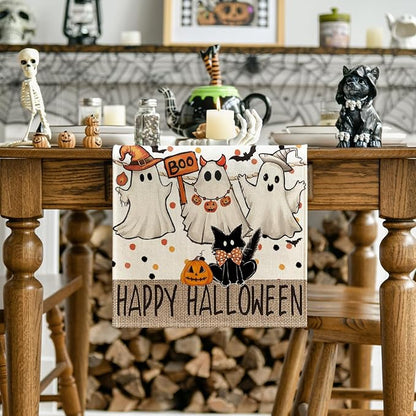 Artoid Mode 210 GSM Halloween Table Runner 13x36 Inch Home Party Decor | Beige - Image 2