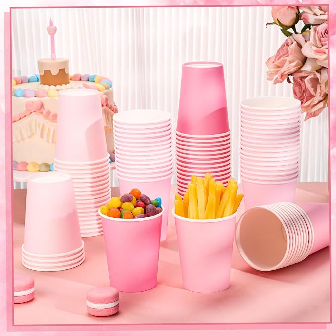 NatNarr 100 Pack Gradient Pink Paper Cups 9oz Pink Cups Gender Reveal Cup | - Image 4