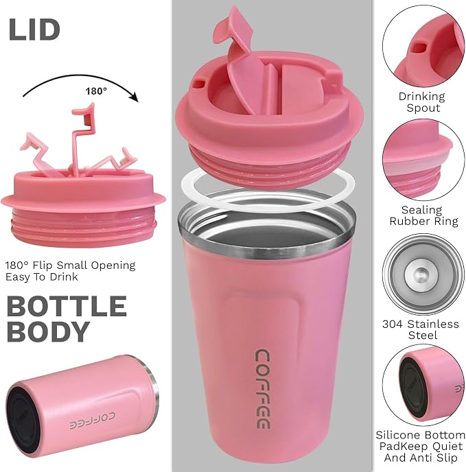 Insulated Travel Coffee Mug, Stainless Steel Coffee Cup - Image 2