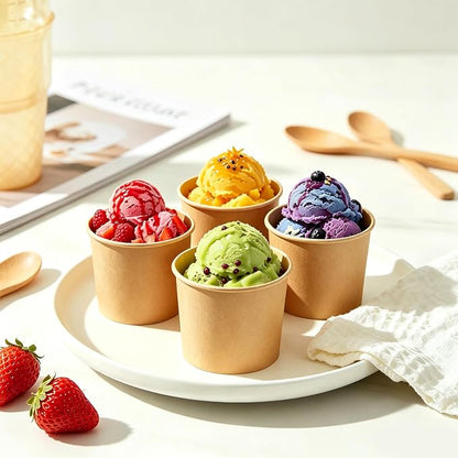 Lamosi Disposable Kraft Ice Cream Bowls 100 Count, 11 oz Paper Sundae Cups | - Image 3