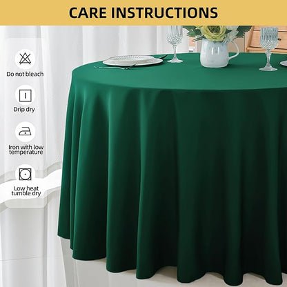 6-Pack Round 90-inch Blackish Green Table Cloths, Solid Stain and Wrinkle Resistant Circular Tablecloth, Premium Plain Weave Polyester Fabric Table Linen Covers for Hotel, Banquet