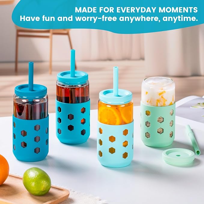 Mrsdry 16 oz Glass Cups with Lids and Straws - Image 9